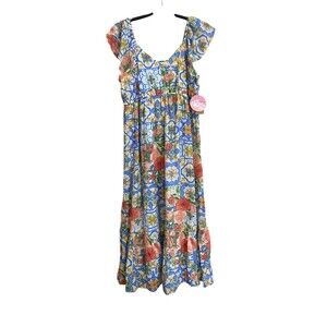 NWT Just Found Floral Dress‎ Maternity Ruffle Hem V-Neck Size XL